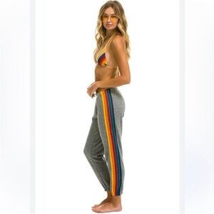 Aviator Nation Gray Joggers with Vibrant Stripes size small